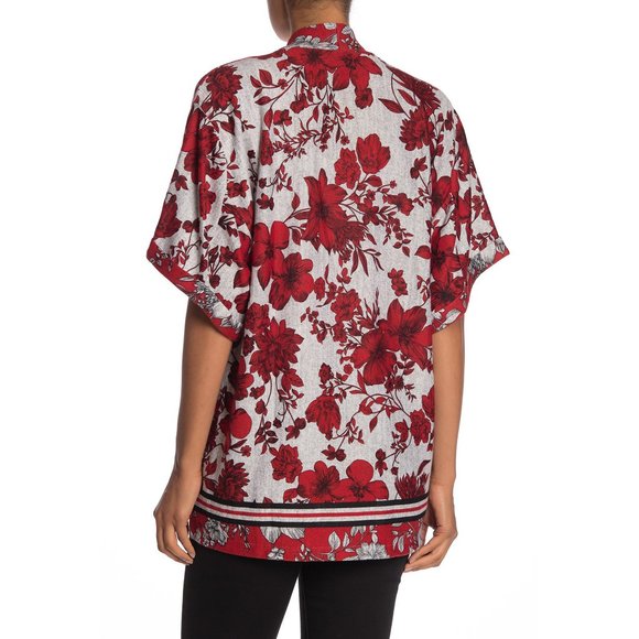 Bobeau Floral Print Summer Cardigan Kimono Coverup - Picture 2 of 2